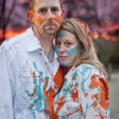 Paint fight engagement photo - Michigan Area Wedding Photographer