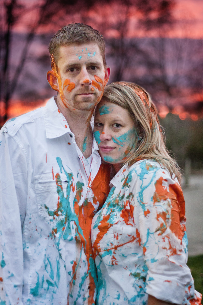 Paint fight engagement photo - Michigan Area Wedding Photographer