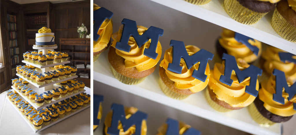 University of Michigan themed cupcakes for the wedding