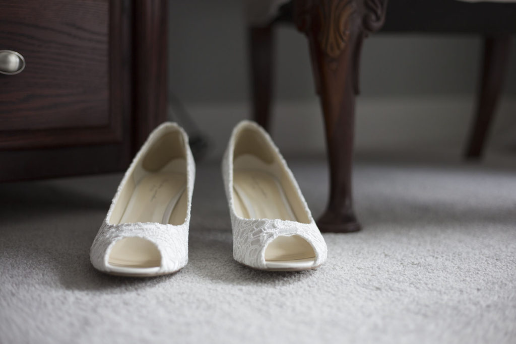 White lace wedding shoes