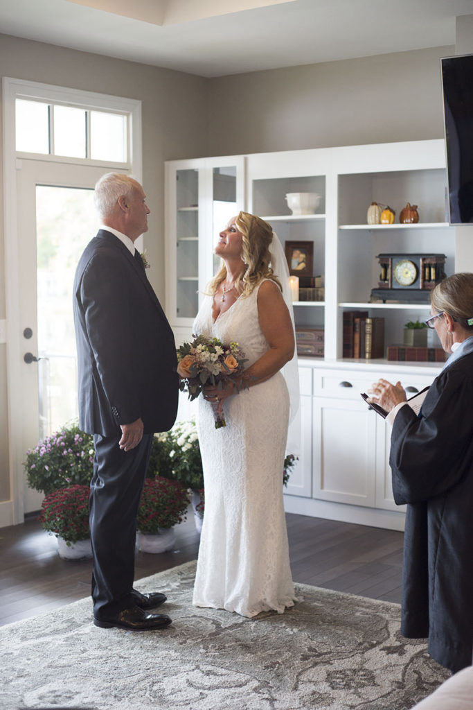 Couple looking at each other during their Chelsea Michigan elopement