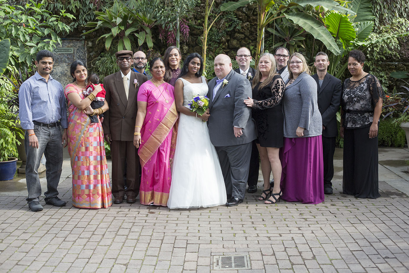 Bride and groom with all their guest at their Michigan micro wedding on Belle Isle