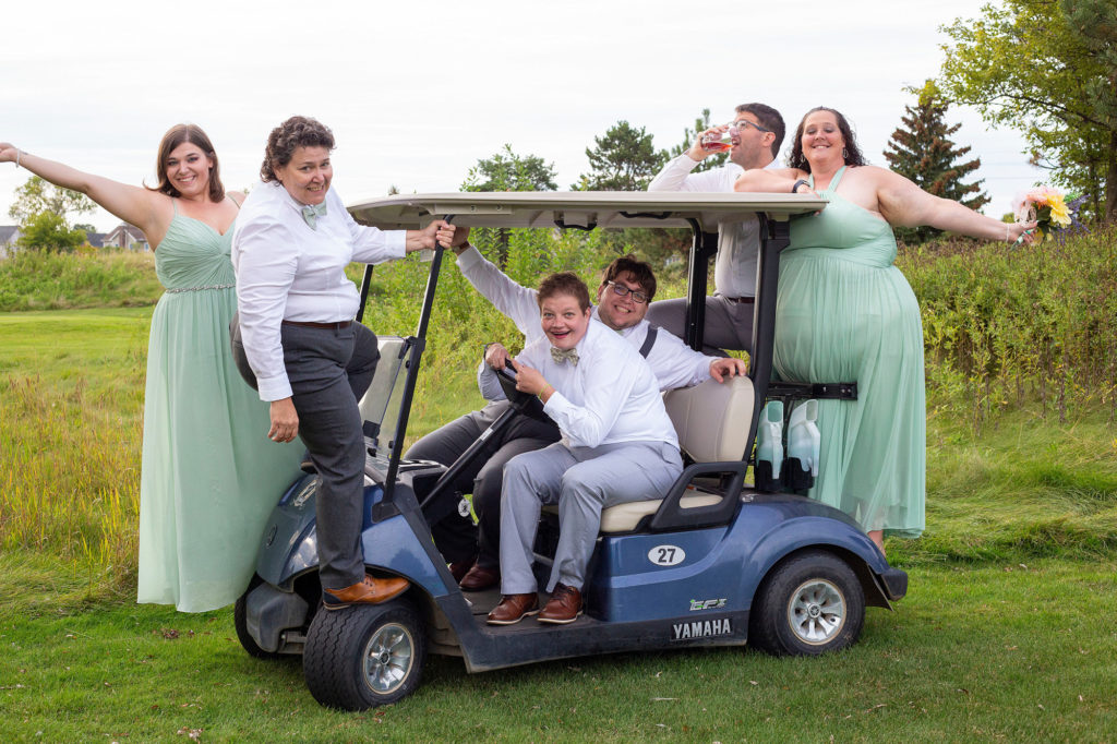 Party on the golf cart at the Links of Novi wedding