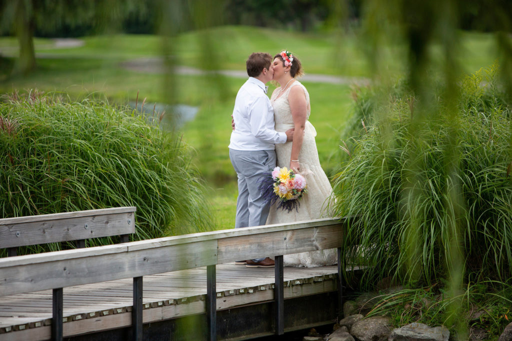 A private moment between Michigan LGBTQ wedding couple at their Novi wedding