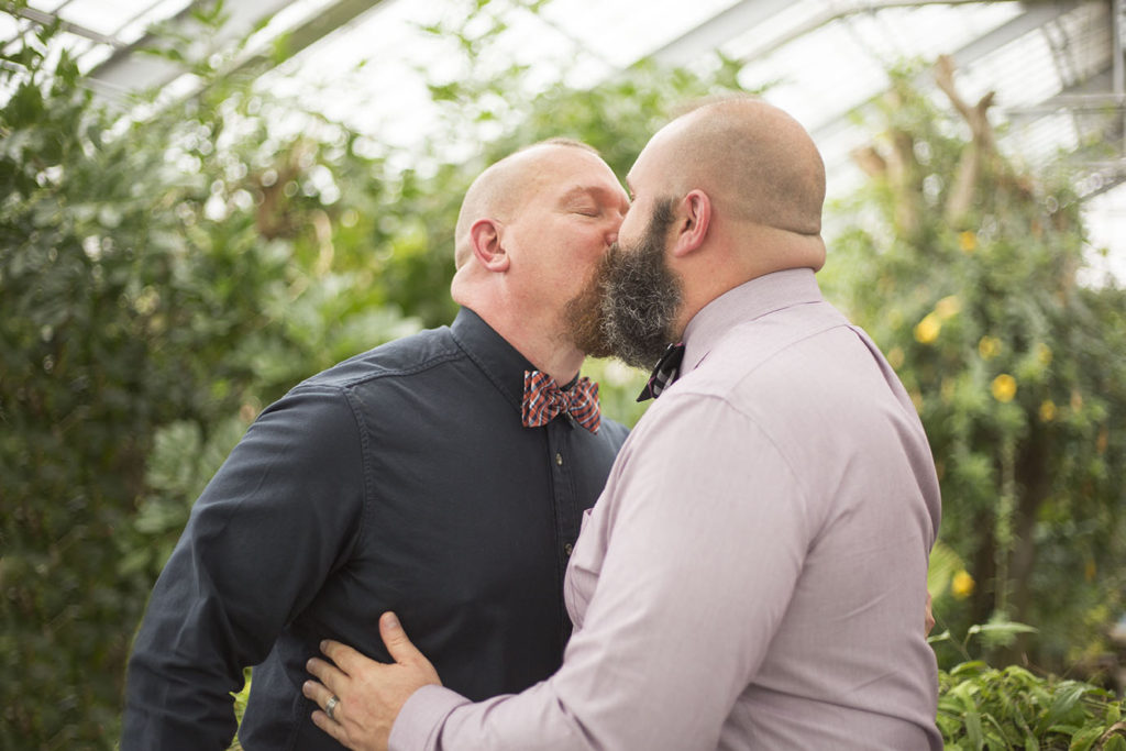 LGBTQ wedding first kiss