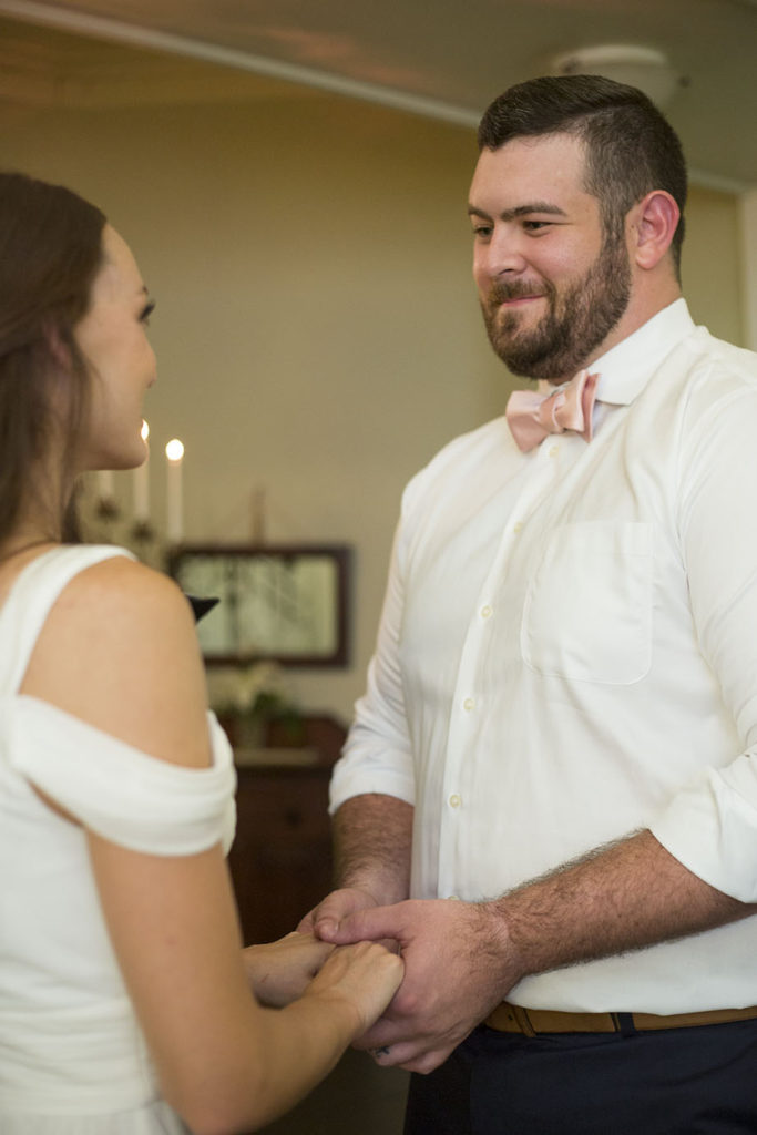 Charlie smiling at his new wife