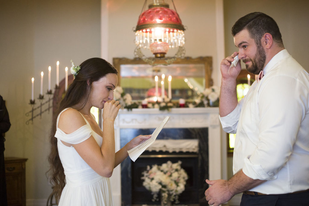 Emotional Michigan elopement wedding ceremony