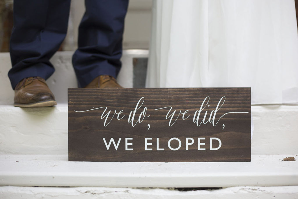 We do, we did, we eloped sign captured by Michigan elopement photographer Natalie Mae