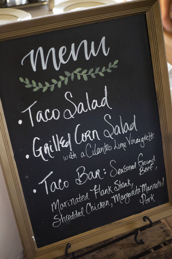 Taco bar chalkboard menu