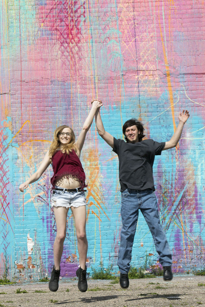 Michigan couple jumps for joy during Detroit engagement