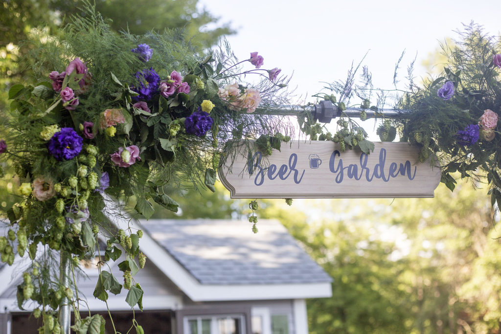 Close up of the beer garden sign