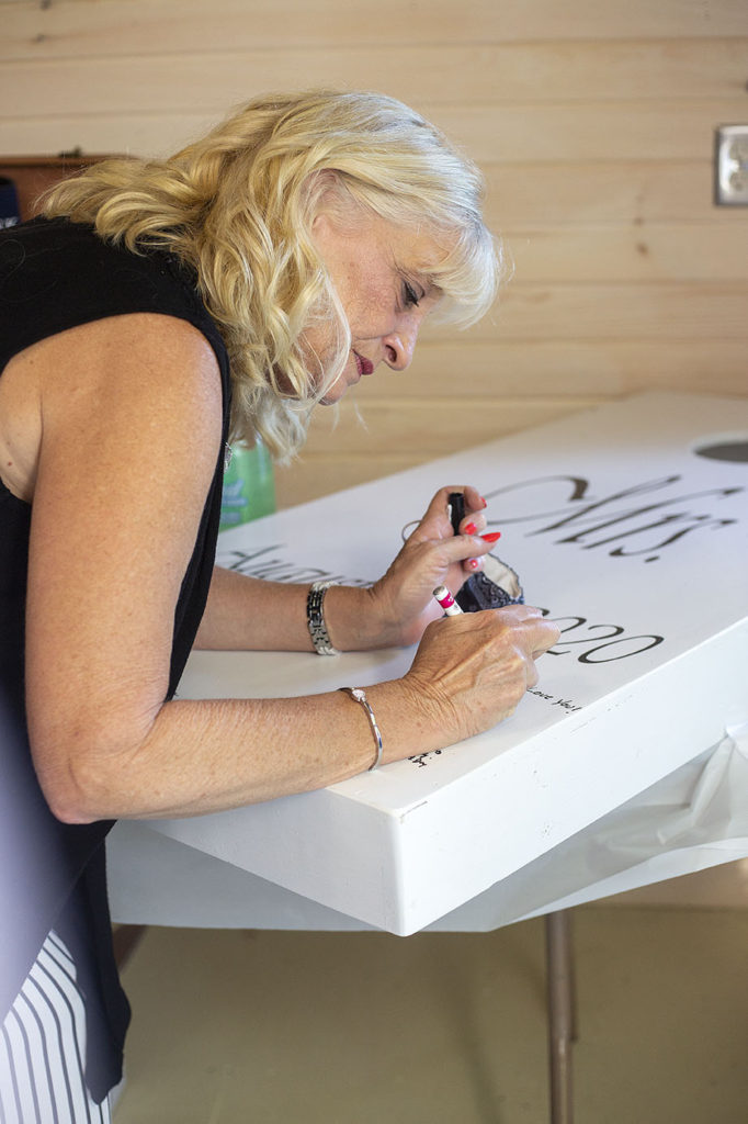 Guest signing custom cornhole board