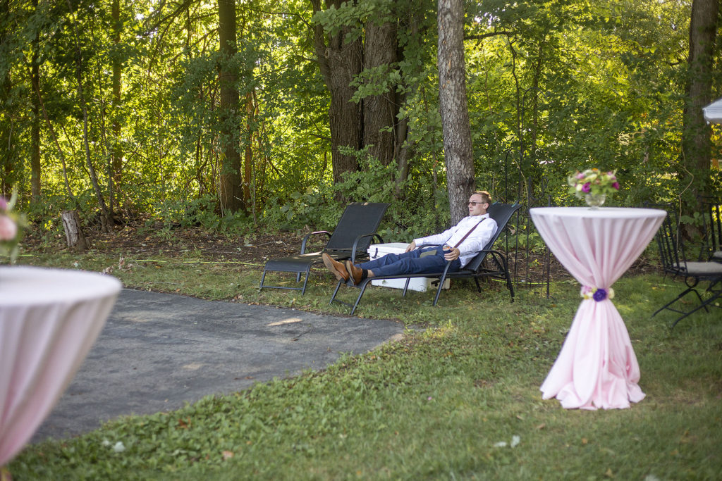 Groomsman relaxing