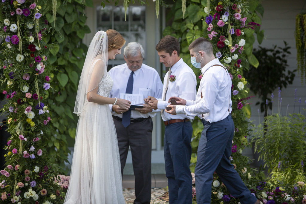 Exchanging of wedding rings at Belleville wedding