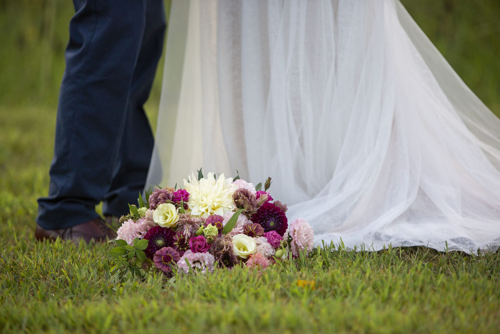 Maroon and pink wedding bouquet