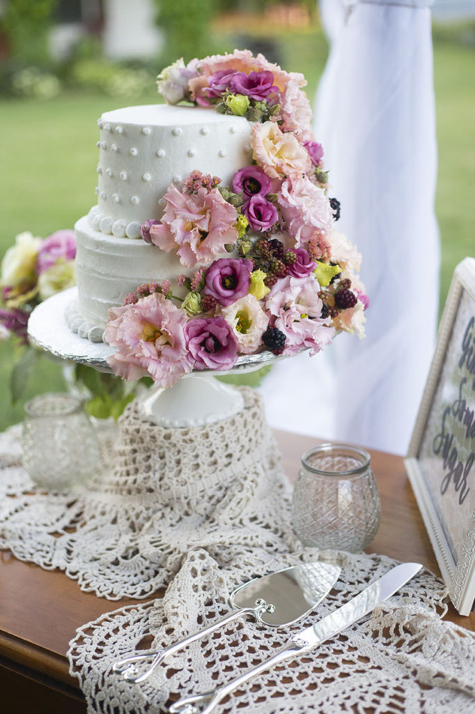 Two tier wedding cake