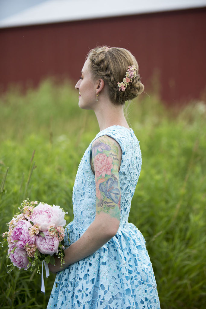 Bride looking into the distance Ypsilanti wedding photographer