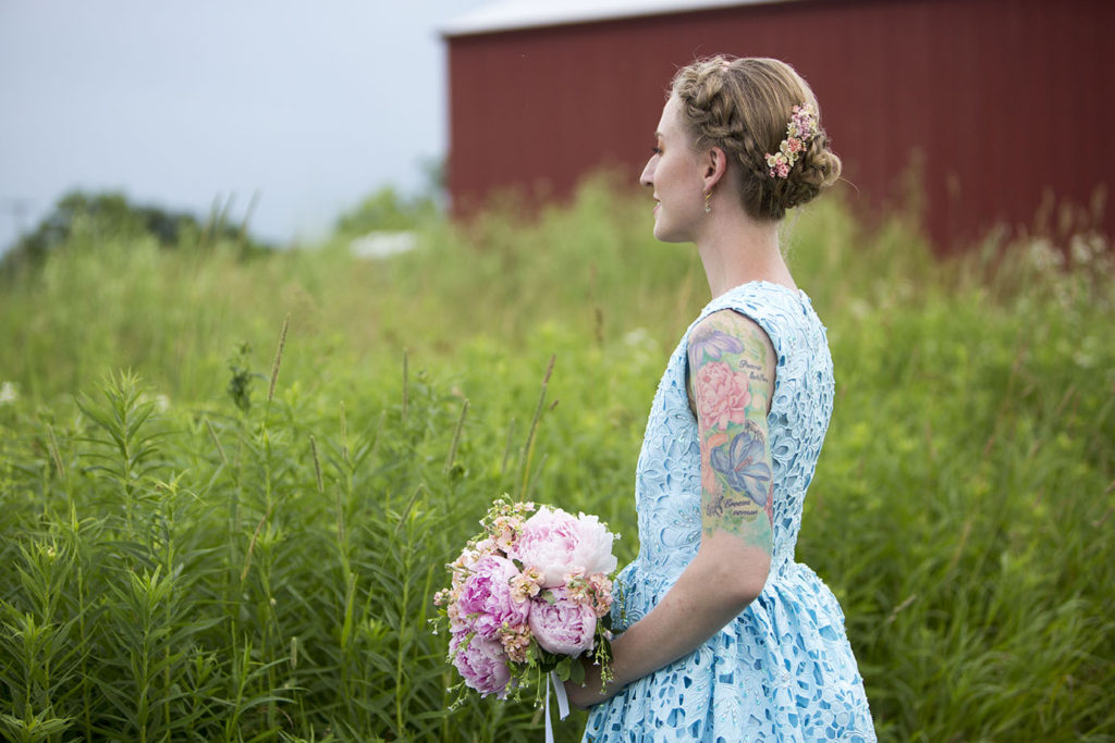 Ypsilanti wedding photographer blue lace wedding dress