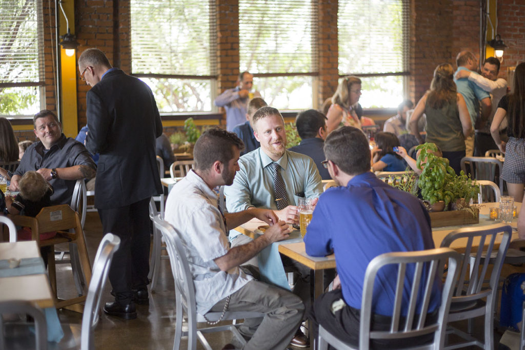 Guests mingling during Ypsilanti wedding reception