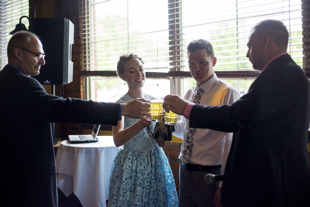 Cheers to the couple at Ypsilanti wedding reception