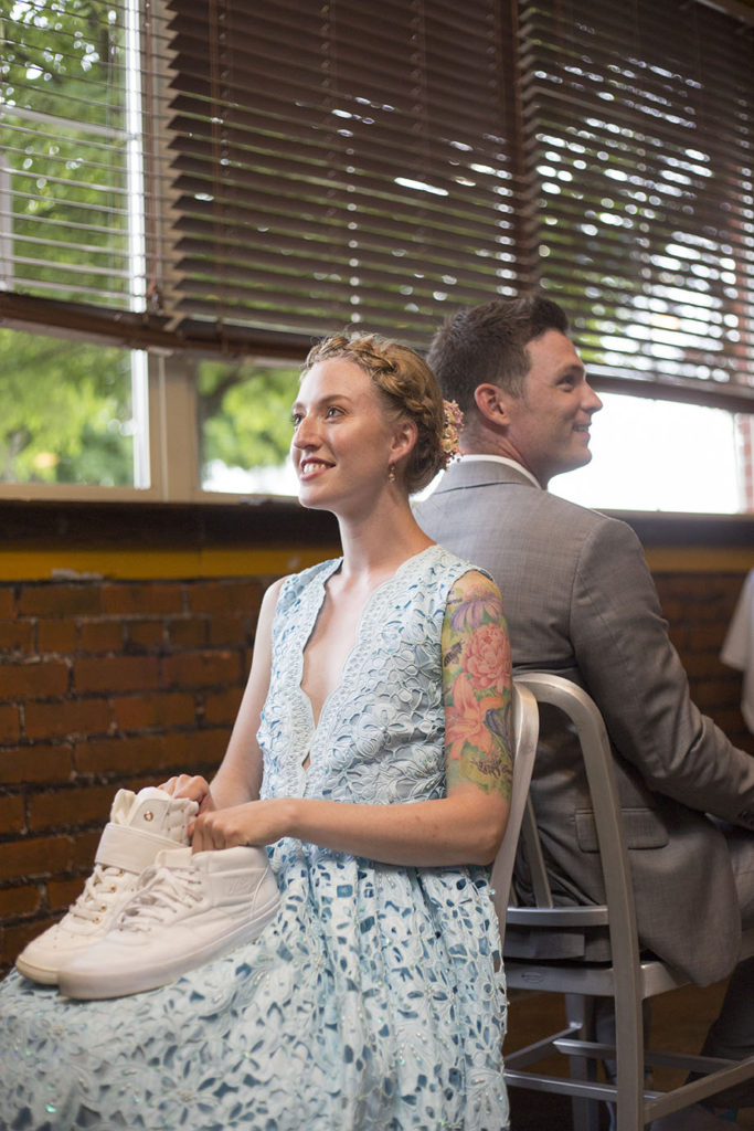 Ypsilanti wedding couple plays "the shoe game"