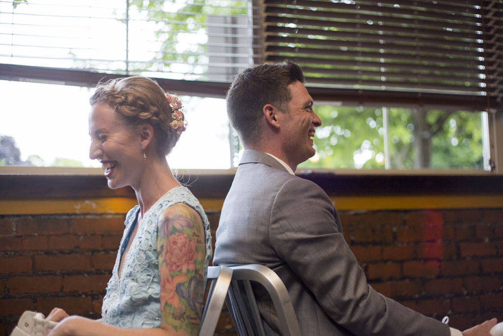 Ypsilanti wedding couple giggling