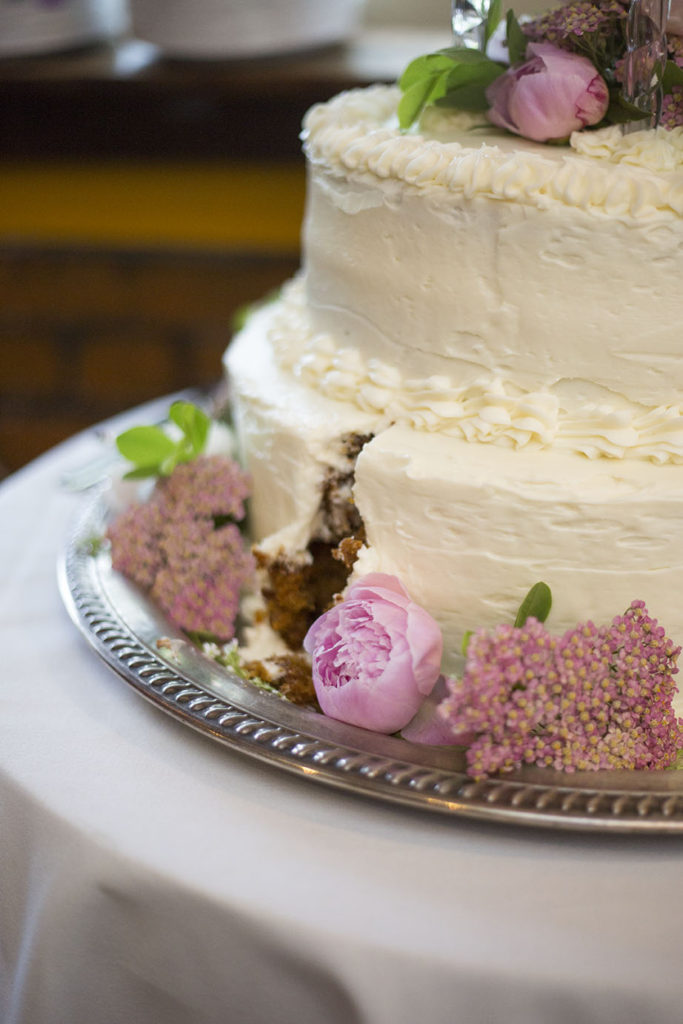 The piece cut from the cake during Ypsilanti wedding reception