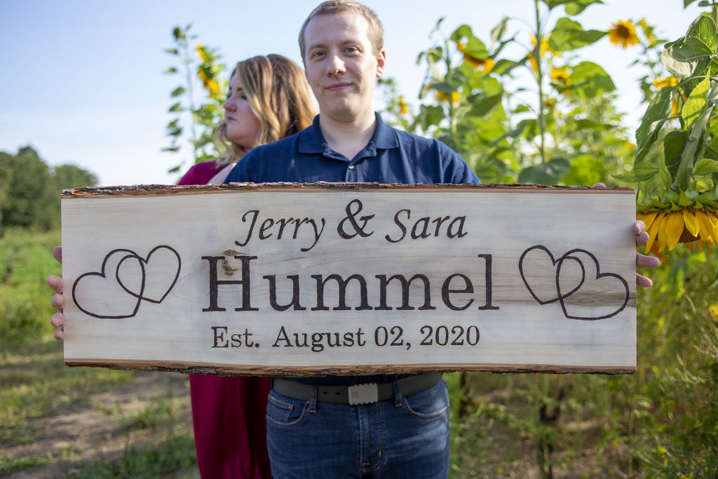 Handmade woodburned sign