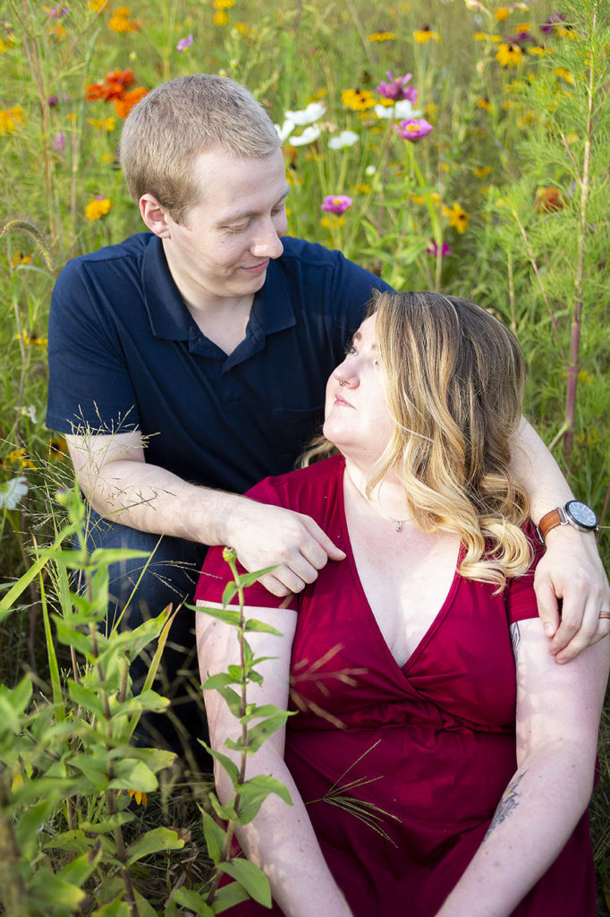 Michigan sunflower engagement session