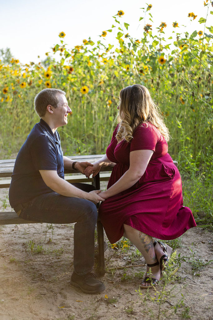 Michigan couple chatting while sitting down