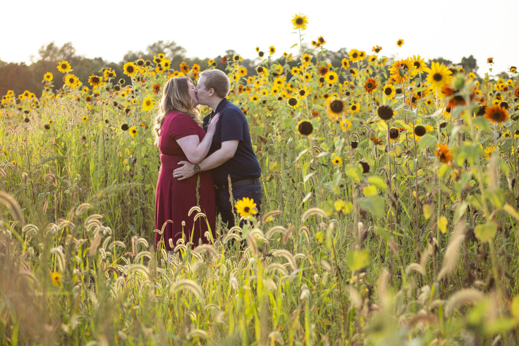 Michigan engagement photographer takes couples photo at Schell Farm in Pinckney