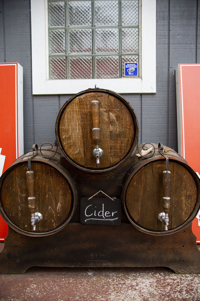 Cider barrels outside the cider