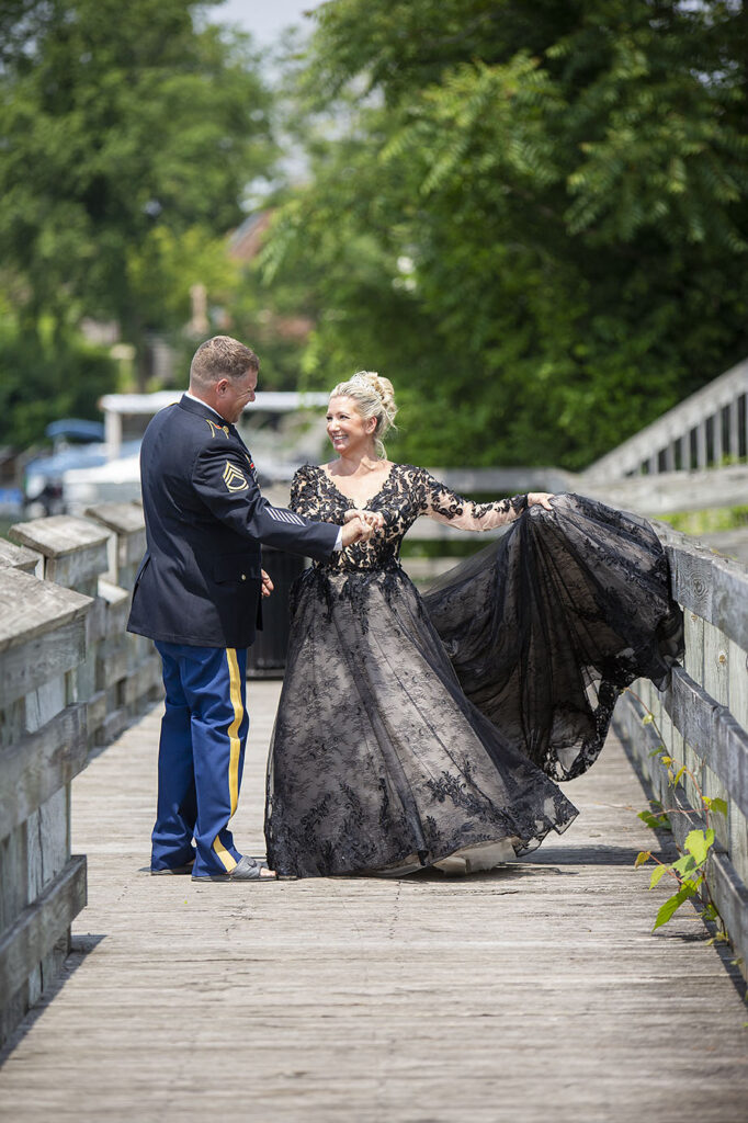 Bride and groom dancing after their Belleville elopement