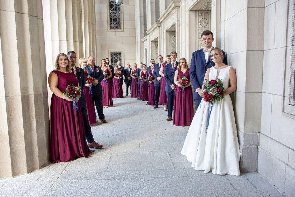 Wedding party on the steps of the old post office in Jackson Michigan