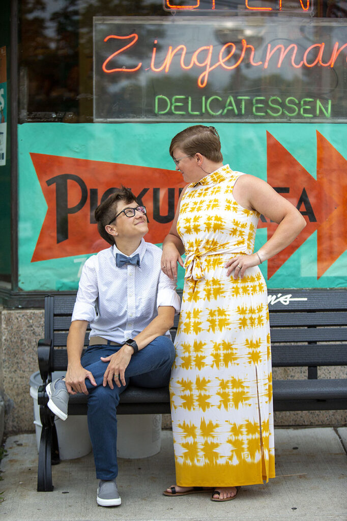 Zingerman's engagement photos downtown Ann Arbor