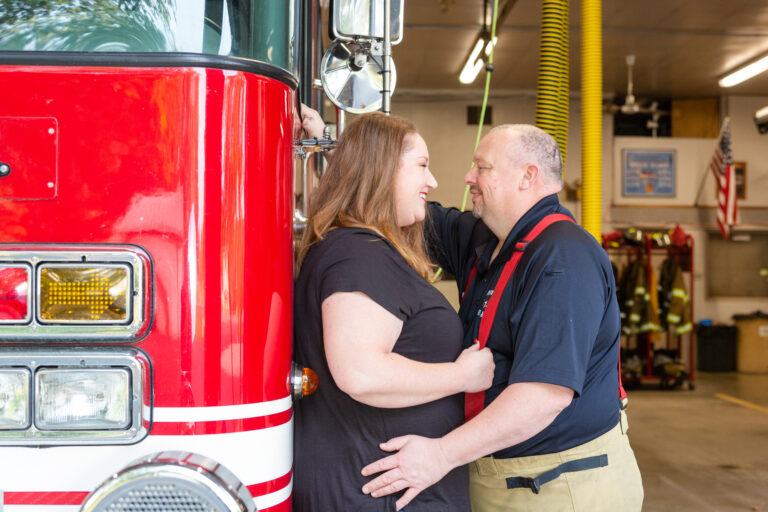 Fire department engagement photos in Jackson MI