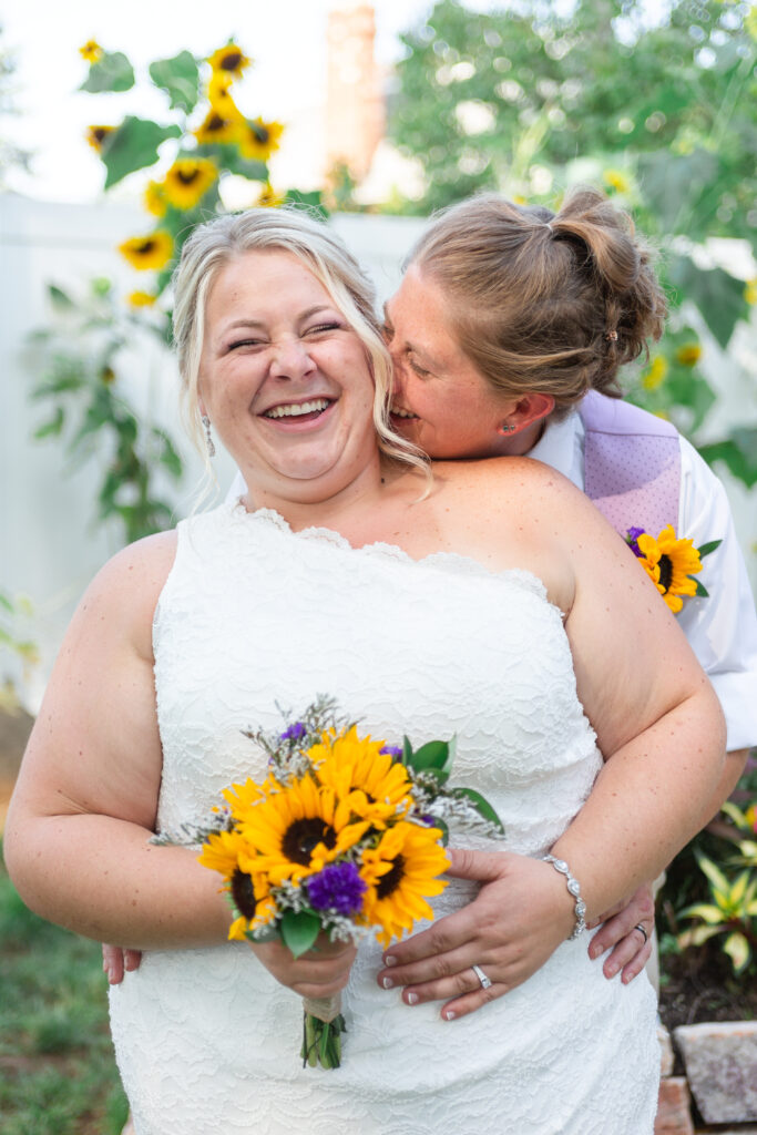 Brides laughing at their Westland wedding