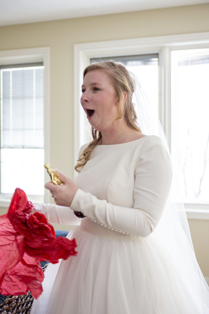 Bride surprised by groom's gift at her Michigan AirBNB wedding