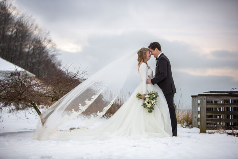 Michigan winter AirBNB wedding on Lake Michigan shoreline