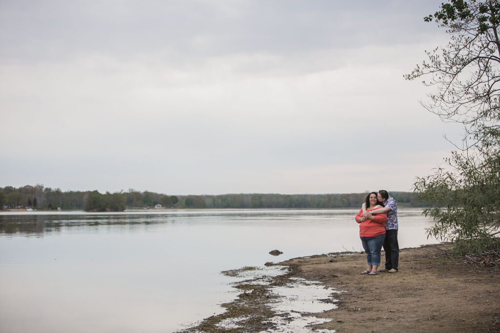 Kensington Metropark engagement session on the shoreline