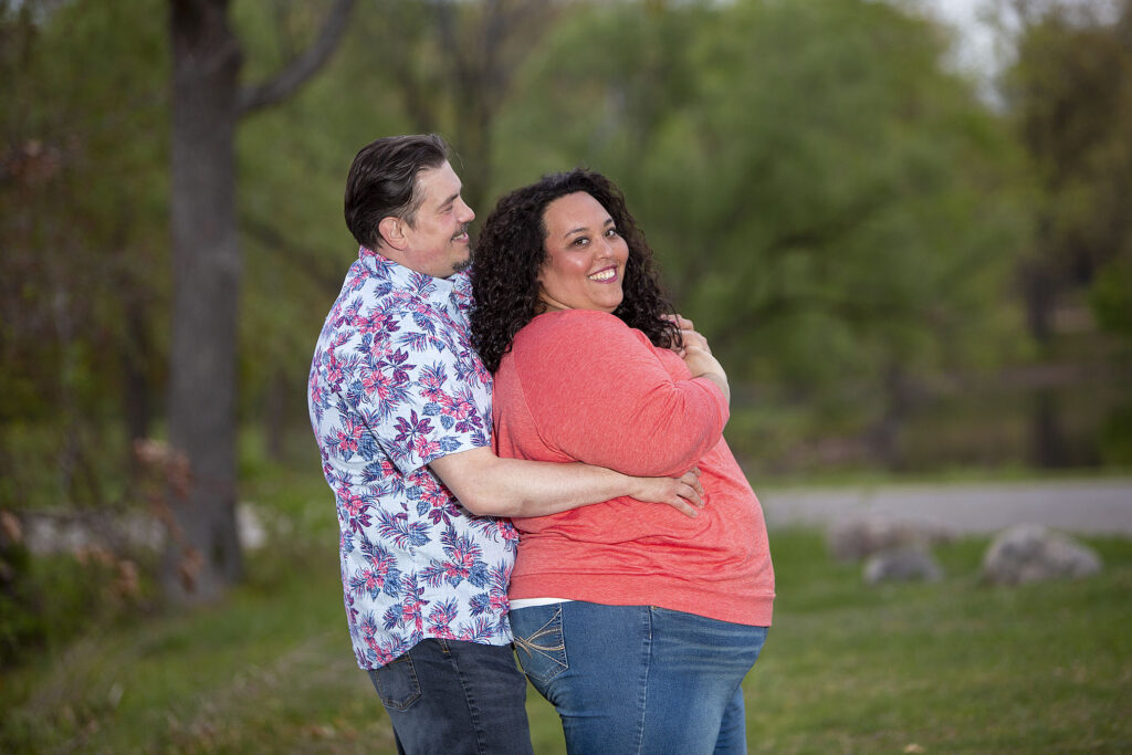 Couple dancing during their Kensington Metropark engagement session