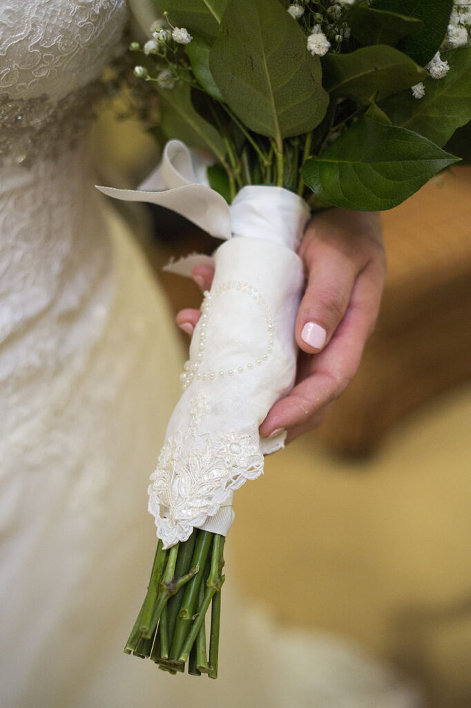 Handmade hanky at Plymouth wedding