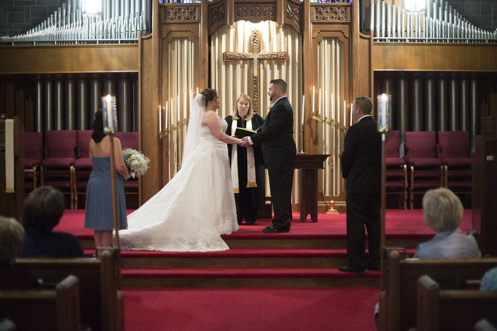 Plymouth wedding bride and groom at the church altar