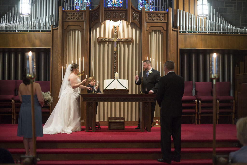 Lighting of the unity candle at Plymouth wedding