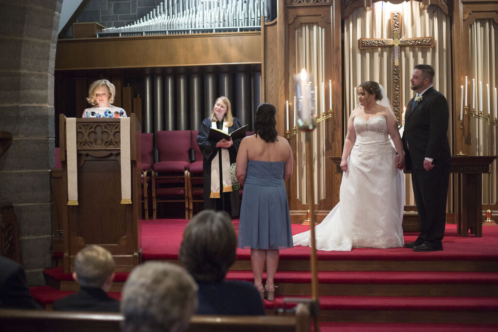 A guest speaking during Plymouth wedding