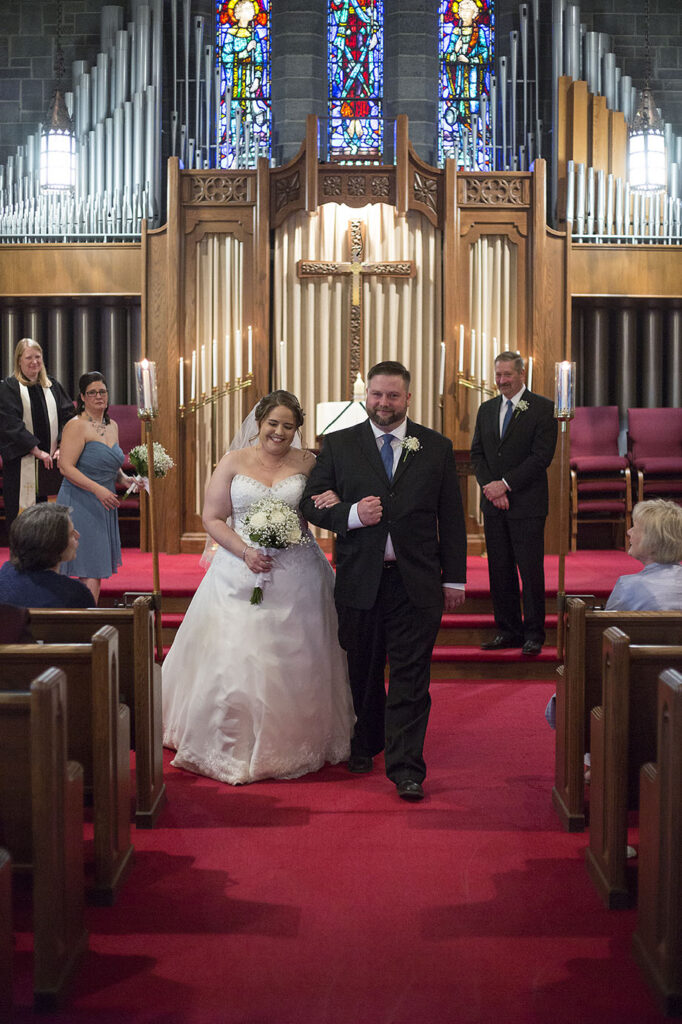 Bride and groom after Plymouth wedding