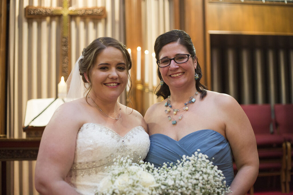 Bride and bridesmaid at Plymouth wedding