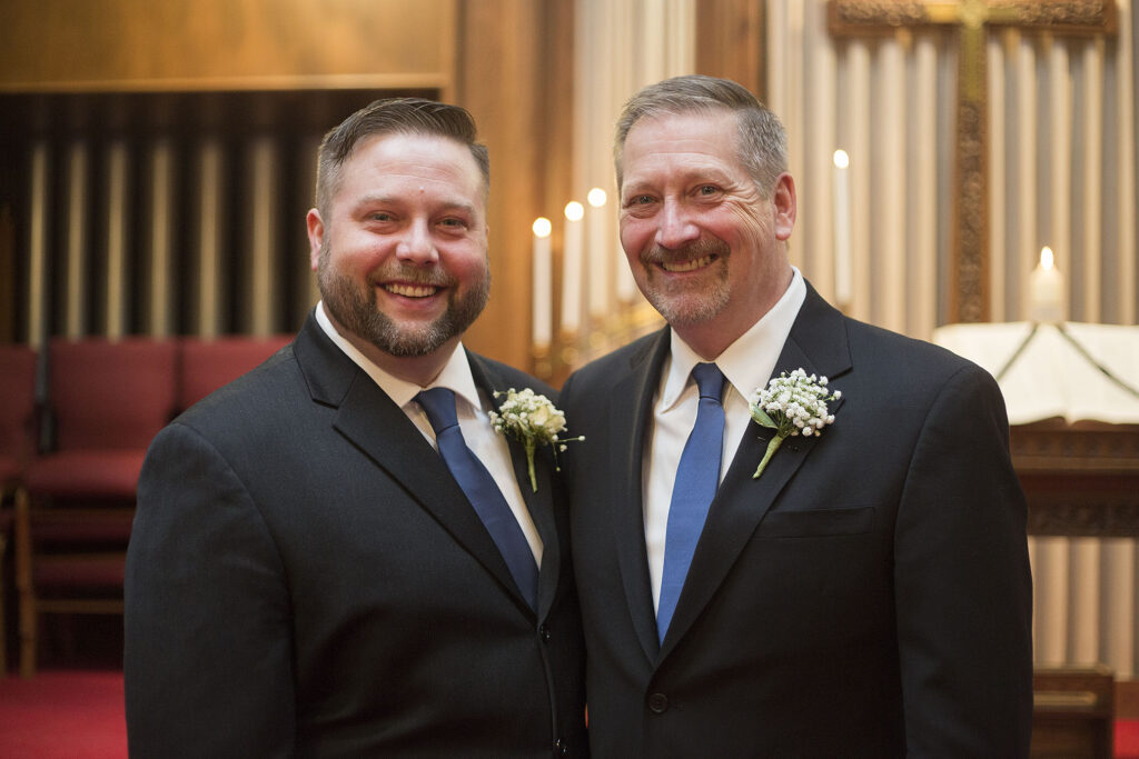 Groom and father at Plymouth wedding