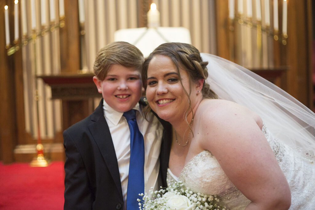 Bride and her son at the altar Plymouth wedding