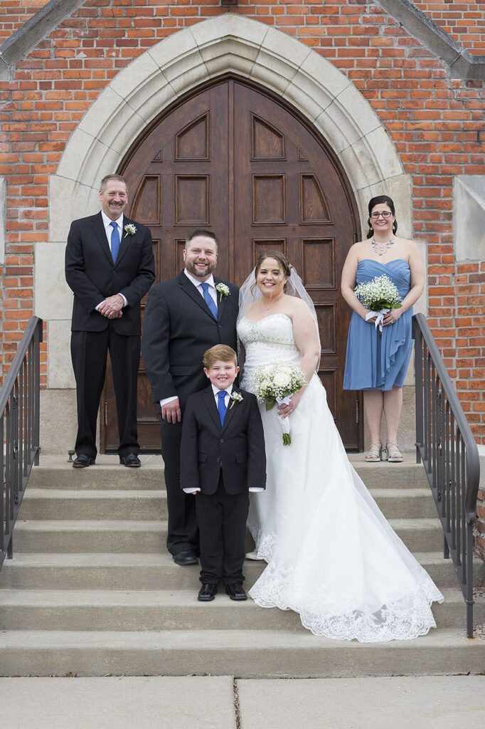 Plymouth wedding party in front of church